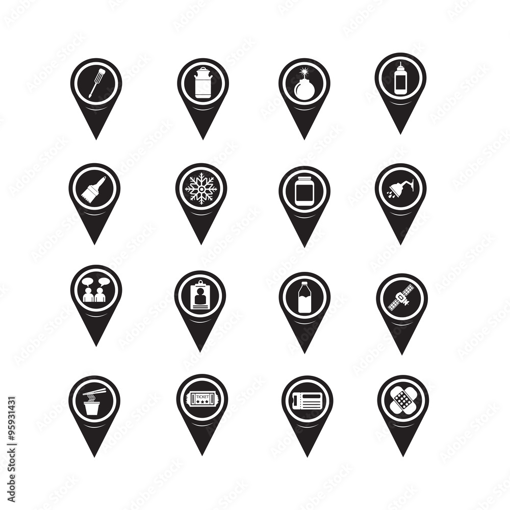 Set of Map Pointer icons for website and communication Set of Map Pointer icons for website and communication