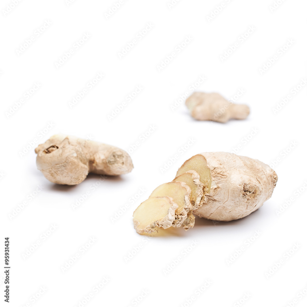 Ginger root spice isolated ingredient against white background s