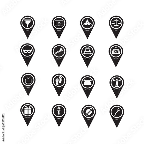 Set of Map Pointer icons for website and communication