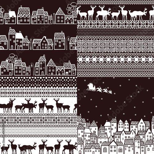 Four seamless pattern winter theme