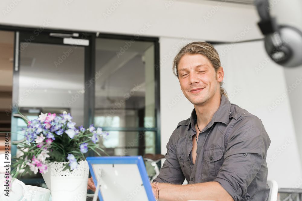 Handsome guy at computer work Handsome guy at computer work