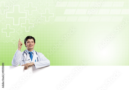 Doctor with banner