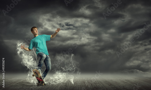 Teenager boy on skate © adam121