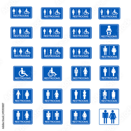 Restroom sign icon set