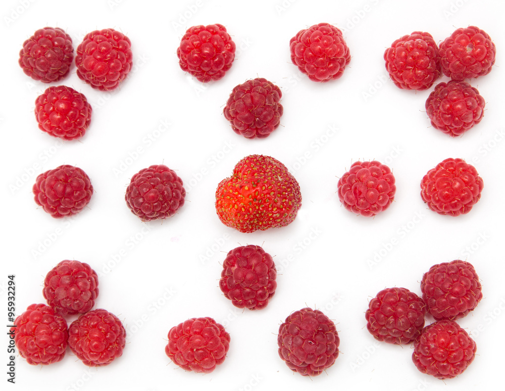 Fresh ripe raspberries on a white background Fresh ripe raspberries on a white background