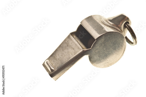 antique silver whistle isolated