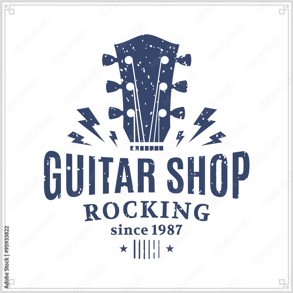 Naklejka premium Guitar Shop Logo