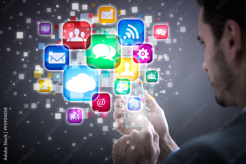 mobile phone and icons mobile phone and icons