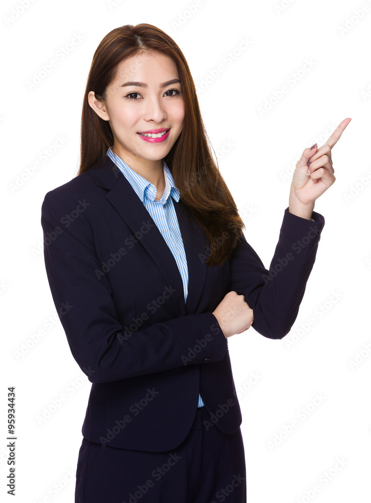 Young Businesswoman with finger point up Young Businesswoman with finger point up