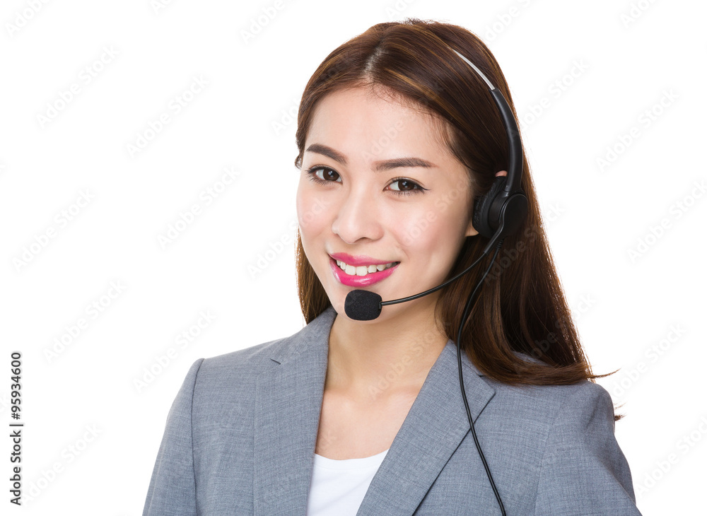 Customer services representative with headset Customer services representative with headset