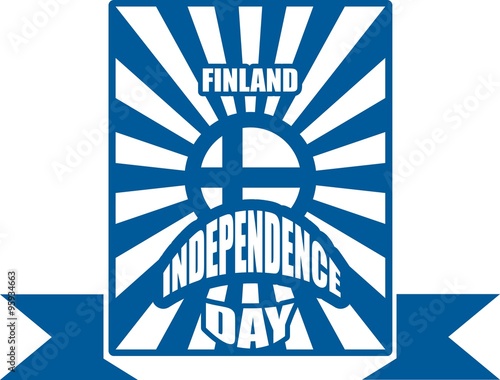 finland flag on sun rays backdrop