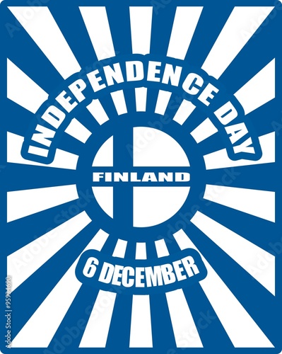 finland flag on sun rays backdrop