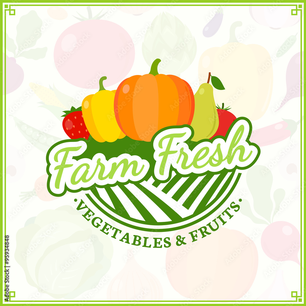 Fruits and Vegetables Logo, Fruits and Vegetables Icons. Stock Vector ...