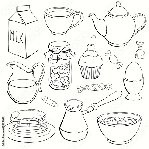 vector breakfast set