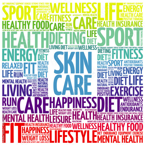 Skin care word cloud background, health concept