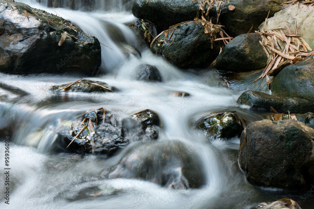 blurry soft little water fall