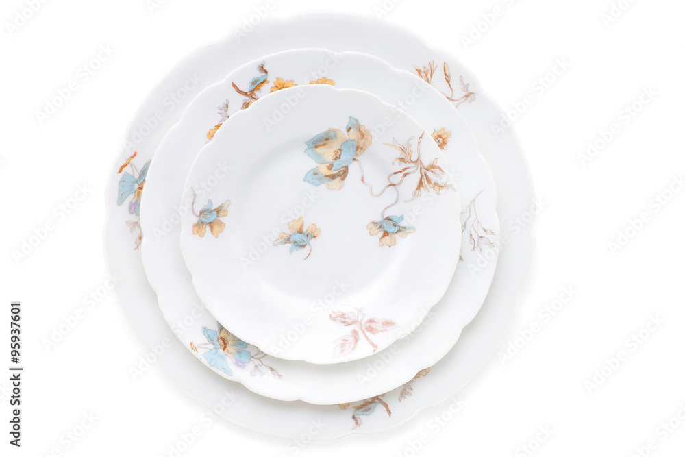 Set of antique porcelain plates