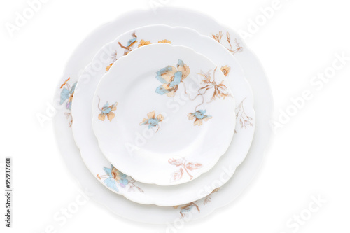 Obraz na płótnie Set of antique porcelain plates w salonie
