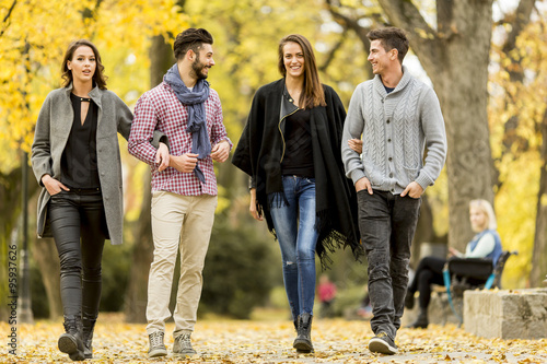 Young people in the autumn ...