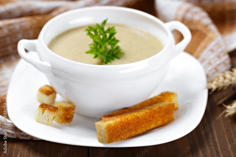 Fried bread and vegetable soup for breakfast. Fried bread and vegetable soup for breakfast.