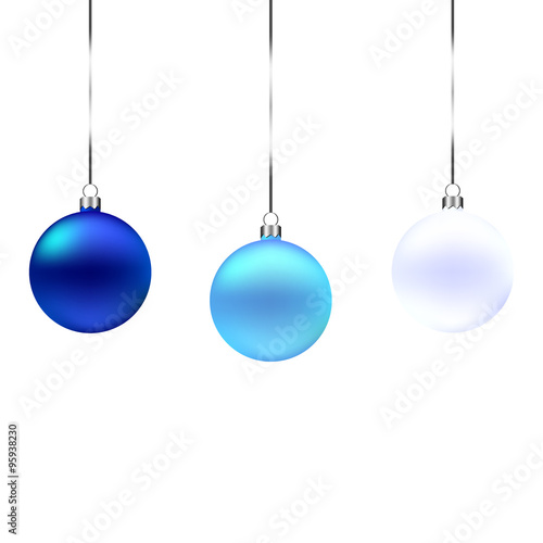Christmas baubles - blue, light blue, white - isolated on white batskground.
Vector elements