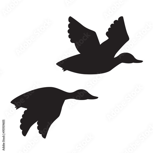 Black duck (cartoon style) silhouette vector isolated