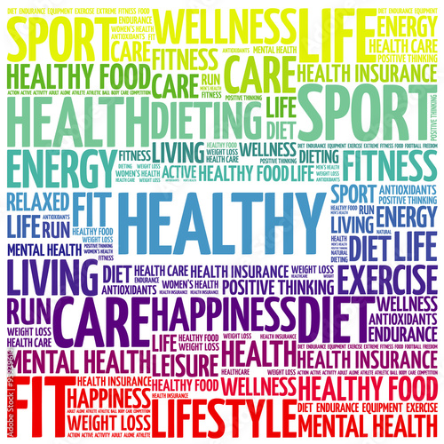HEALTHY word cloud background, health concept