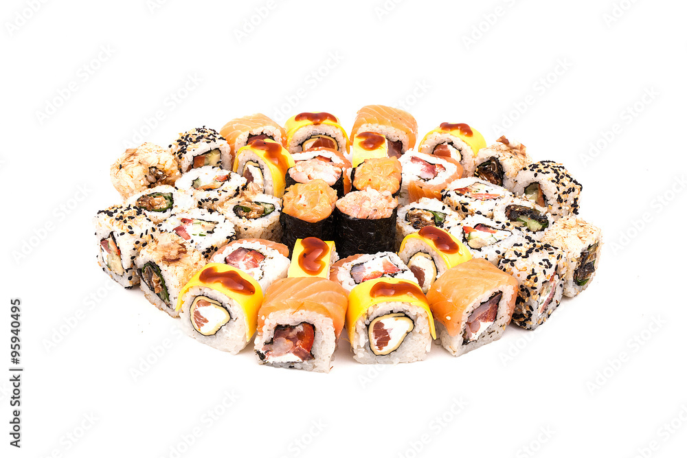 Sushi on the white background