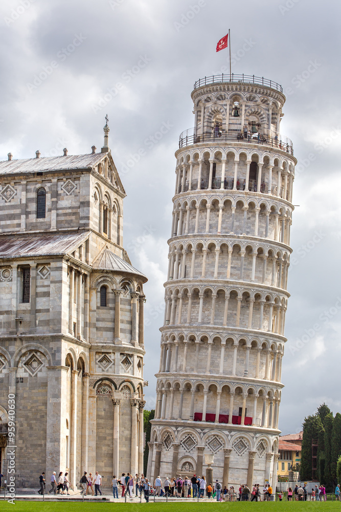 PISA, ITALY - AUGUST 14, 2015: World famous Piazza dei Miracoli