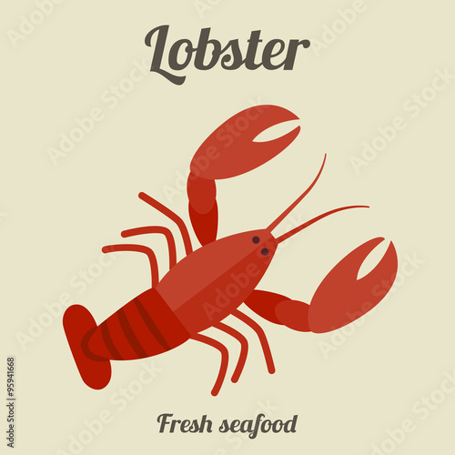 Fotografie, Tablou Lobster flat illustration.