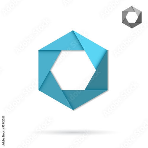 Hexagonal icon, origami style