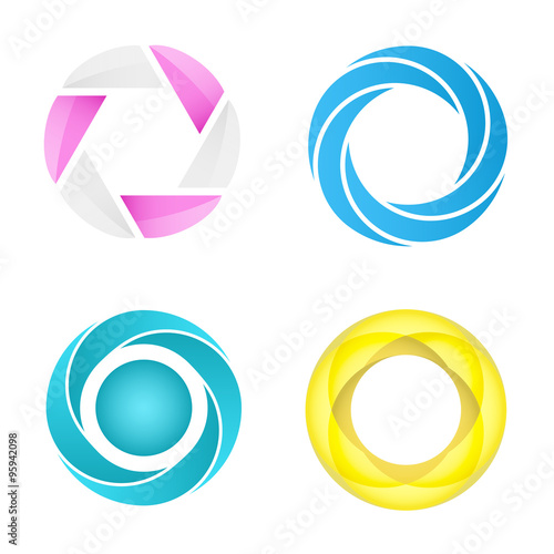 Four segmented circles in different styles