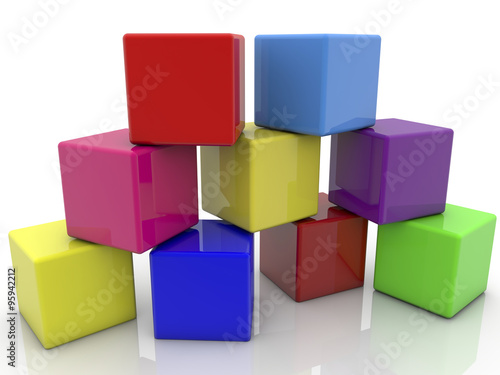 Pyramid of cubes in different colors