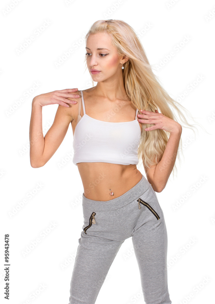 Beautiful blonde beauty woman in sport wear Beautiful blonde beauty woman in sport wear