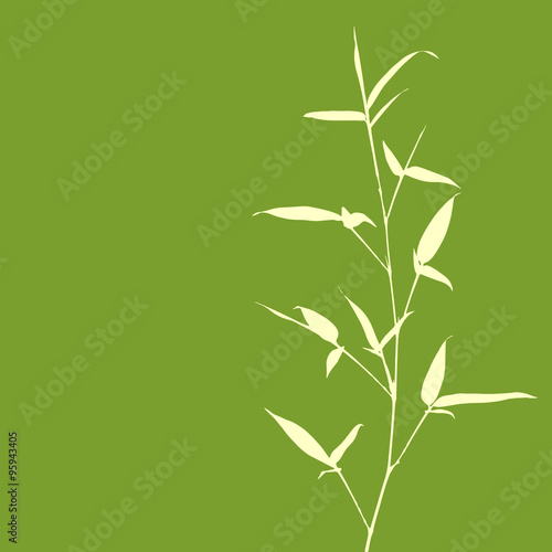 Bamboo Silhouette on Green Background