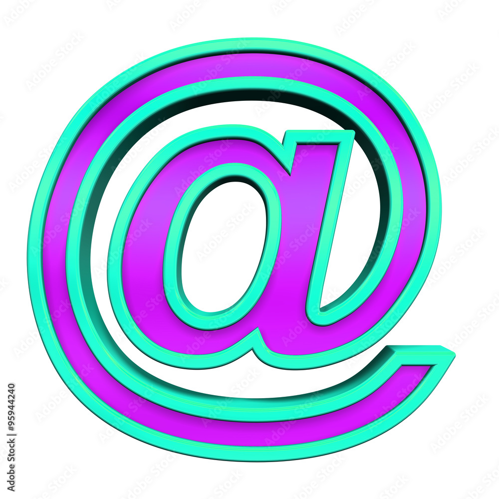 Mail sign from purple glass with blue frame alphabet set, isolated on white. Computer generated 3D photo rendering. Mail sign from purple glass with blue frame alphabet set, isolated on white. Computer generated 3D photo rendering.