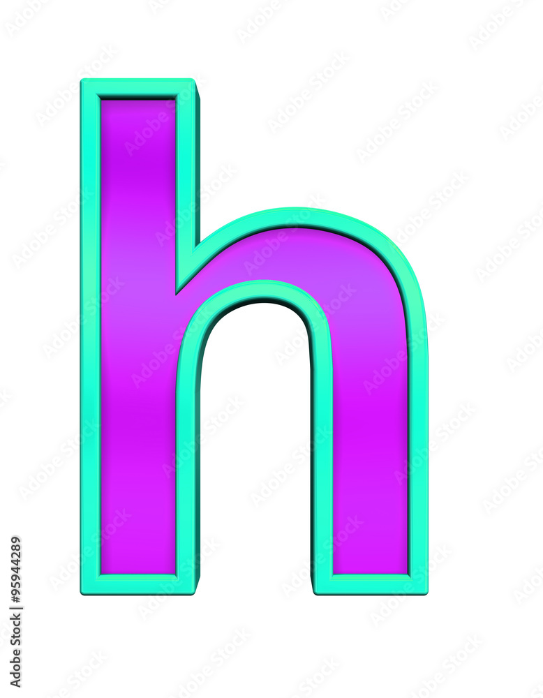 One lower case letter from purple glass with blue frame alphabet set, isolated on white. Computer generated 3D photo rendering. One lower case letter from purple glass with blue frame alphabet set, isolated on white. Computer generated 3D photo rendering.