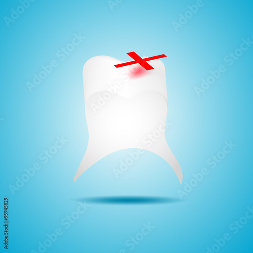 sore tooth with a red plaster