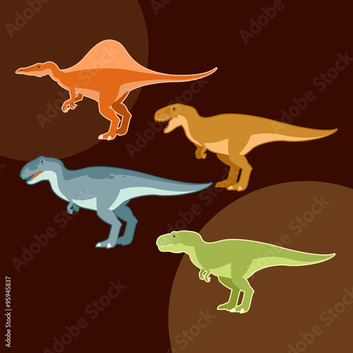 Set of carnivores dinosaurs
