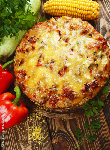 Casserole of polenta, zucchini and paprika