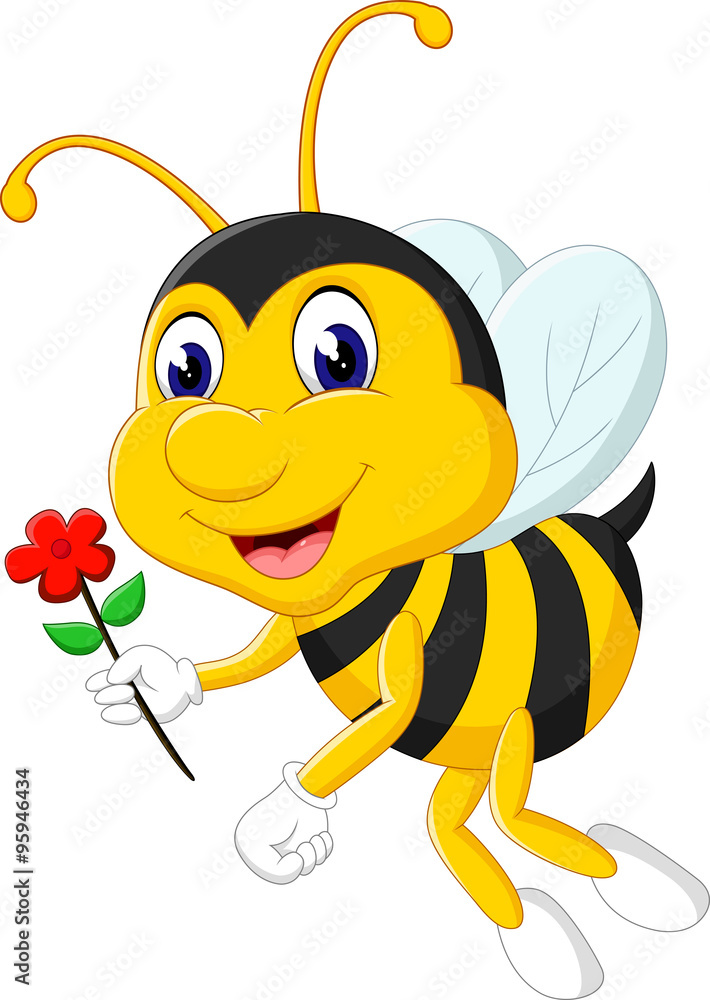 cute Bee cartoon flying of illustration
 - obrazy, fototapety, plakaty 