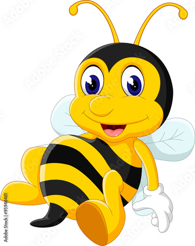 cute Bee cartoon flying of illustration

