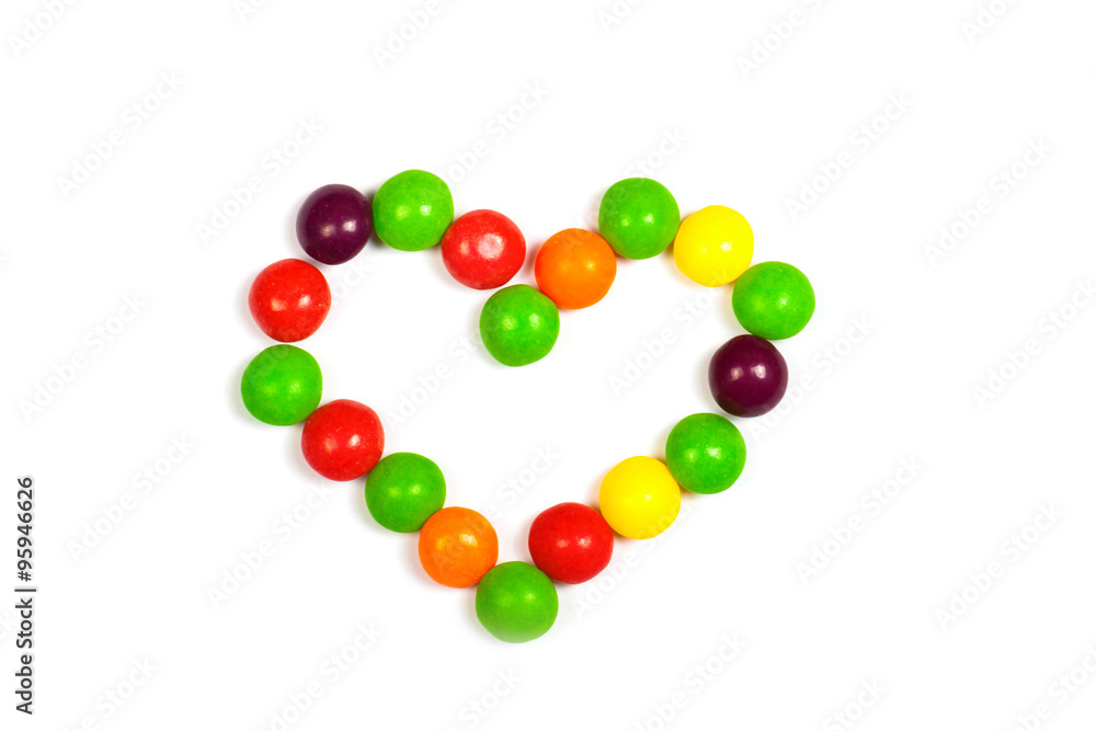 Heart made of colored smarties Heart made of colored smarties