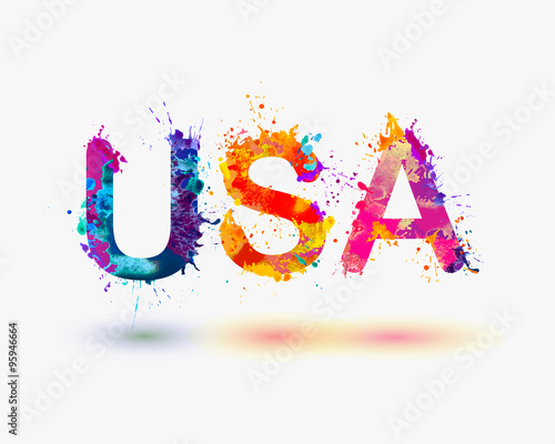 USA abbreviation. Splash paint
