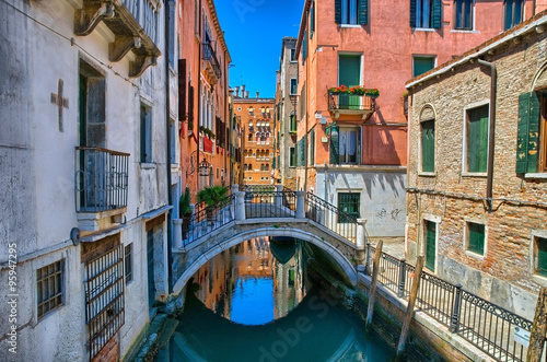 Canal with bridge in Venice, Italy, HDR © Eagle2308