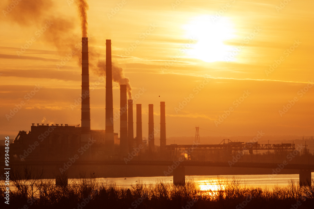 Industrial power at sunrise
