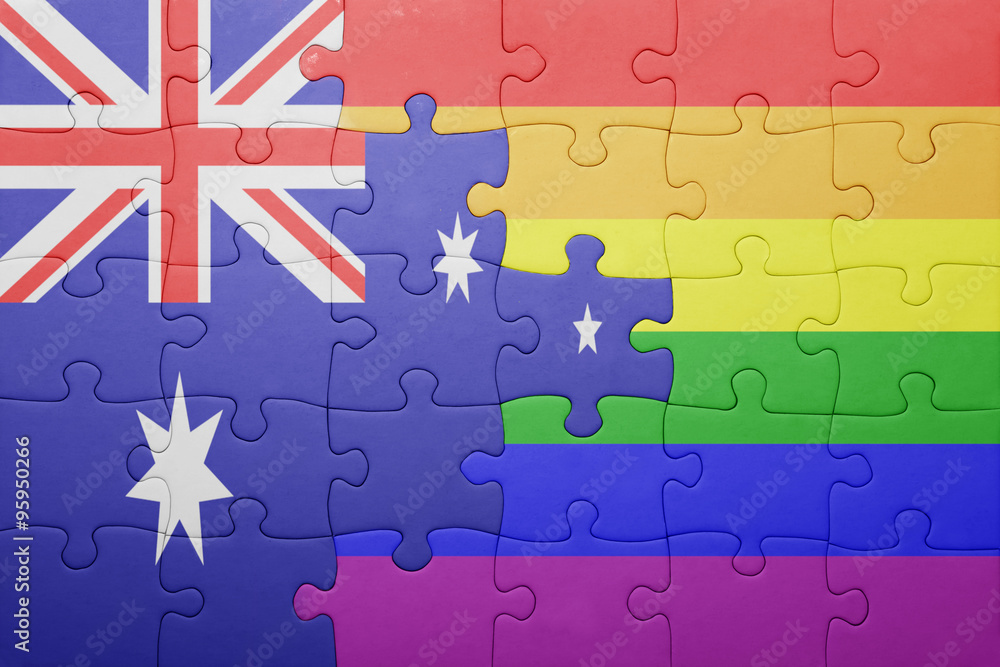 Ταπετσαρία puzzle with the national flag of australia and gay flag