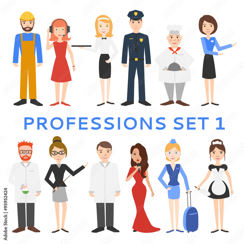 Professions, uniforms, job. Set of vector icons. Professions, uniforms, job. Set of vector icons.