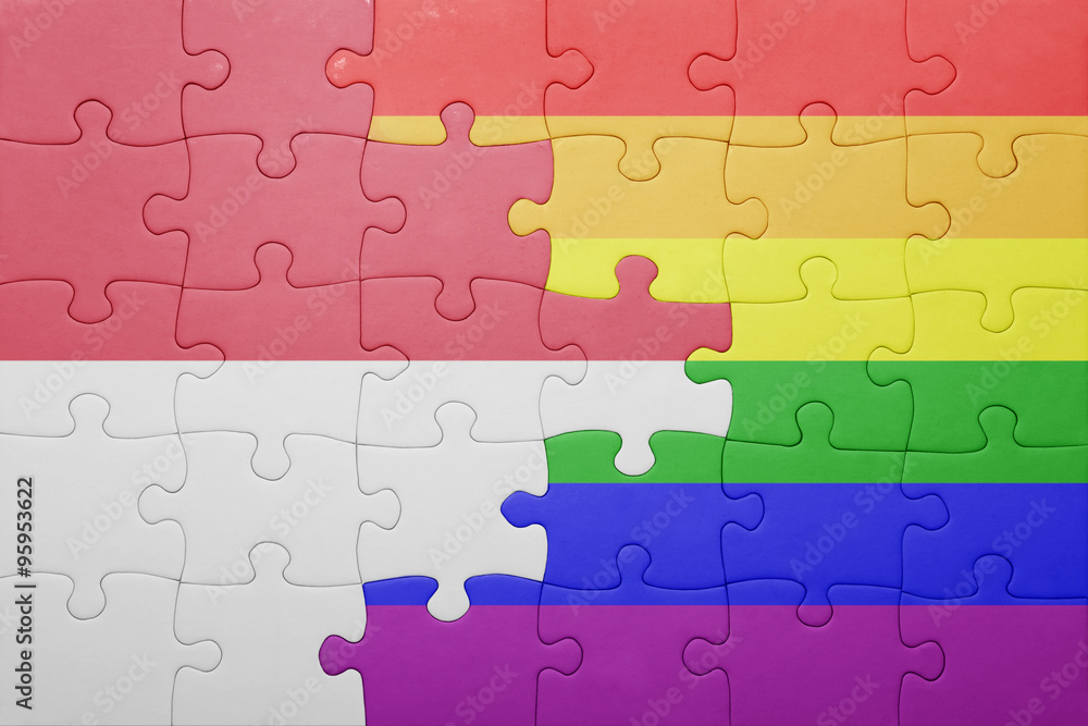 puzzle with the national flag of monaco and gay flag puzzle with the national flag of monaco and gay flag