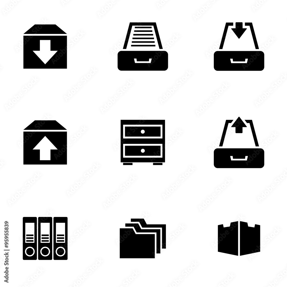Vector black archive icon set. Archive Icon Object, Archive Icon Picture, Archive Icon Image - stock vector Vector black archive icon set. Archive Icon Object, Archive Icon Picture, Archive Icon Image - stock vector